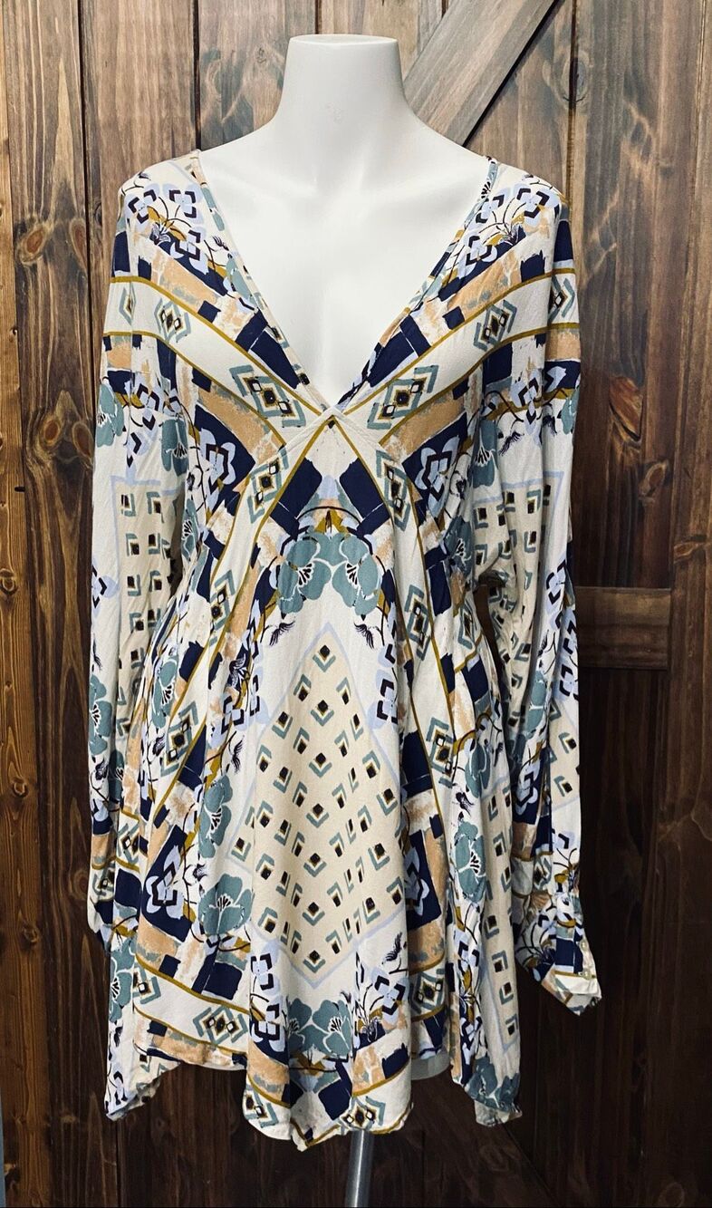 Free People Womens Tunic Boho Mini Dress Sz S